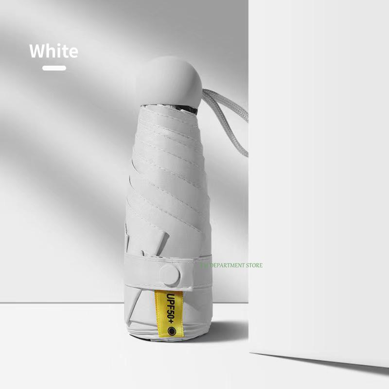 

Складной дорожный капсульный зонт для женщин и детей, защита от ультрафиолета, ветрозащита и защита от дождя, 6 ребер, 5 складных зонтов, UPF белый