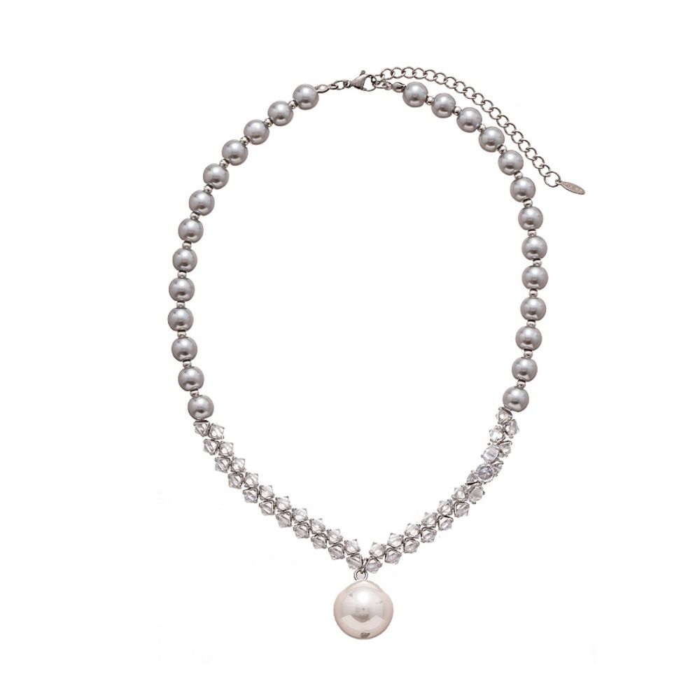 Elegant Crystal Pearls Necklaces Temperament French Style Chokers Patchwork Bead Neck Chain Gift