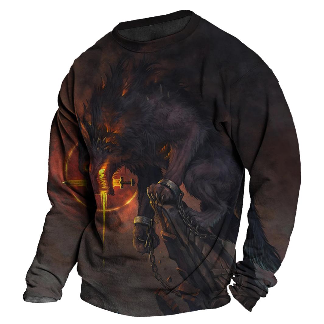 

Футболка с принтом волка и животных в виде 3D-графики, осенняя, мужская, женская, с длинным рукавом, толстовка, свободная, Harajuku, футболки, топы, детская одежда 3XL