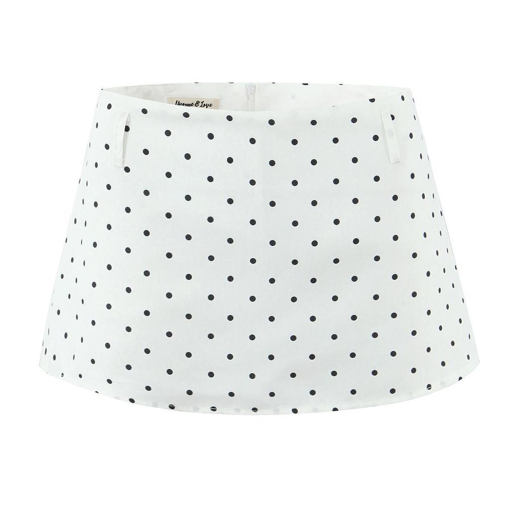 2026 Sweet Polka Dot 2-Piece Set: Slim Fit Backless Crop Top & Low-Waist A-Line Mini Skirt