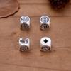 S999 Sterling Silver 3D Square Geometric Spacer Beads for DIY Bracelets