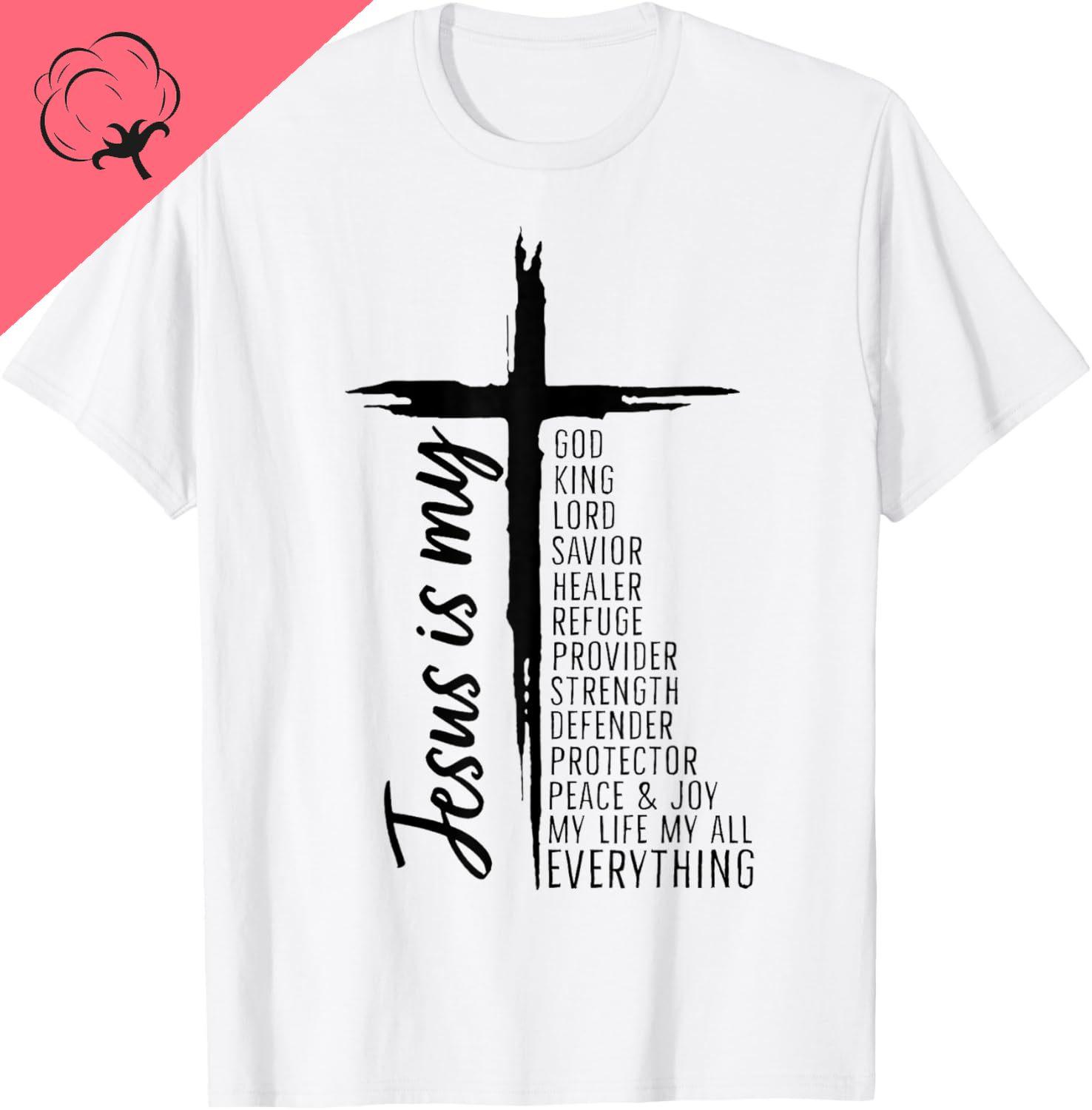 Cross Christian Christ Jesus Is My God King Lord and Savior T-Shirt Breathable and Comfortable Mens T Shirt Camiseta Hombre -... S разноцветный