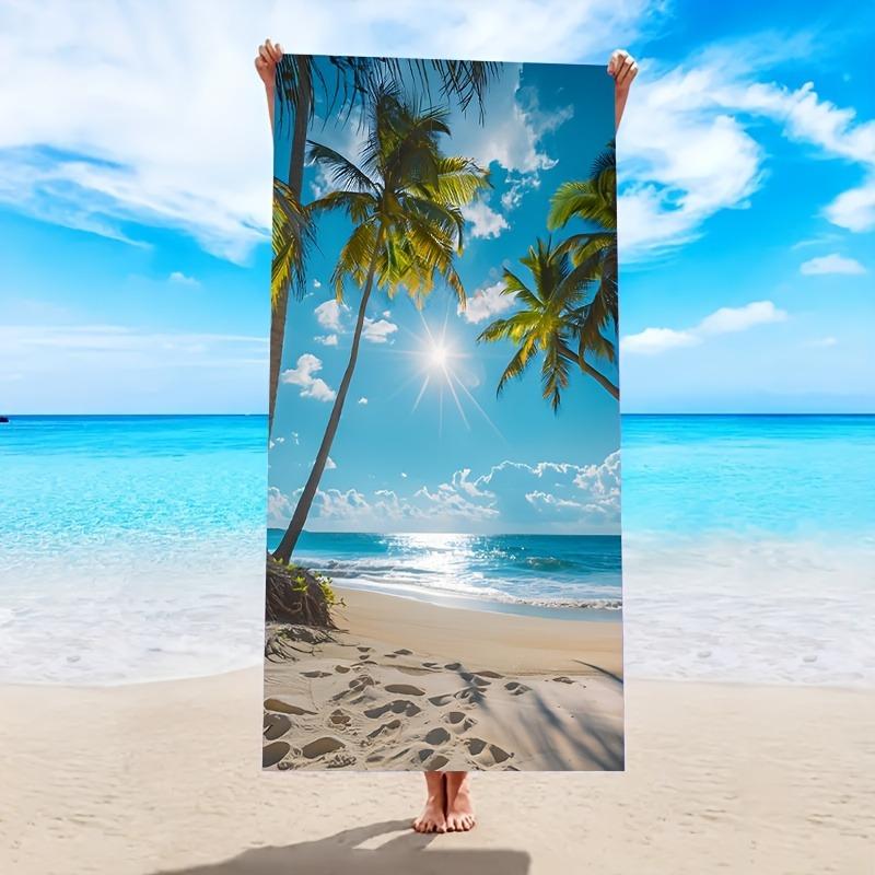 Beach Paradise: Large, Stylish Towel with Tropical Palm Scene Suitable for towels, bath towels, beach towels 35x75cm&1pc