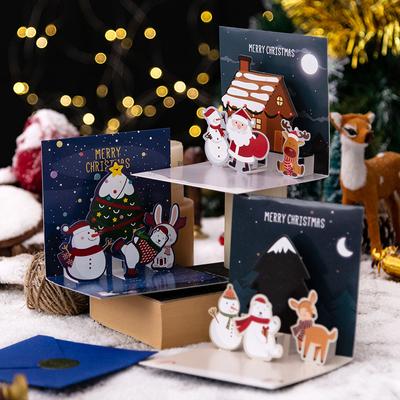 One Set 3D Creative Christmas Christmas Eve Business Gift Three-Dimensional Greeting Card