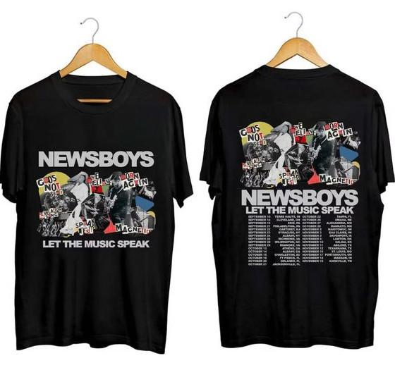 Graphic Design Black Style Shirt, Newsboys 2023 Let The Music Speak Tour Tee