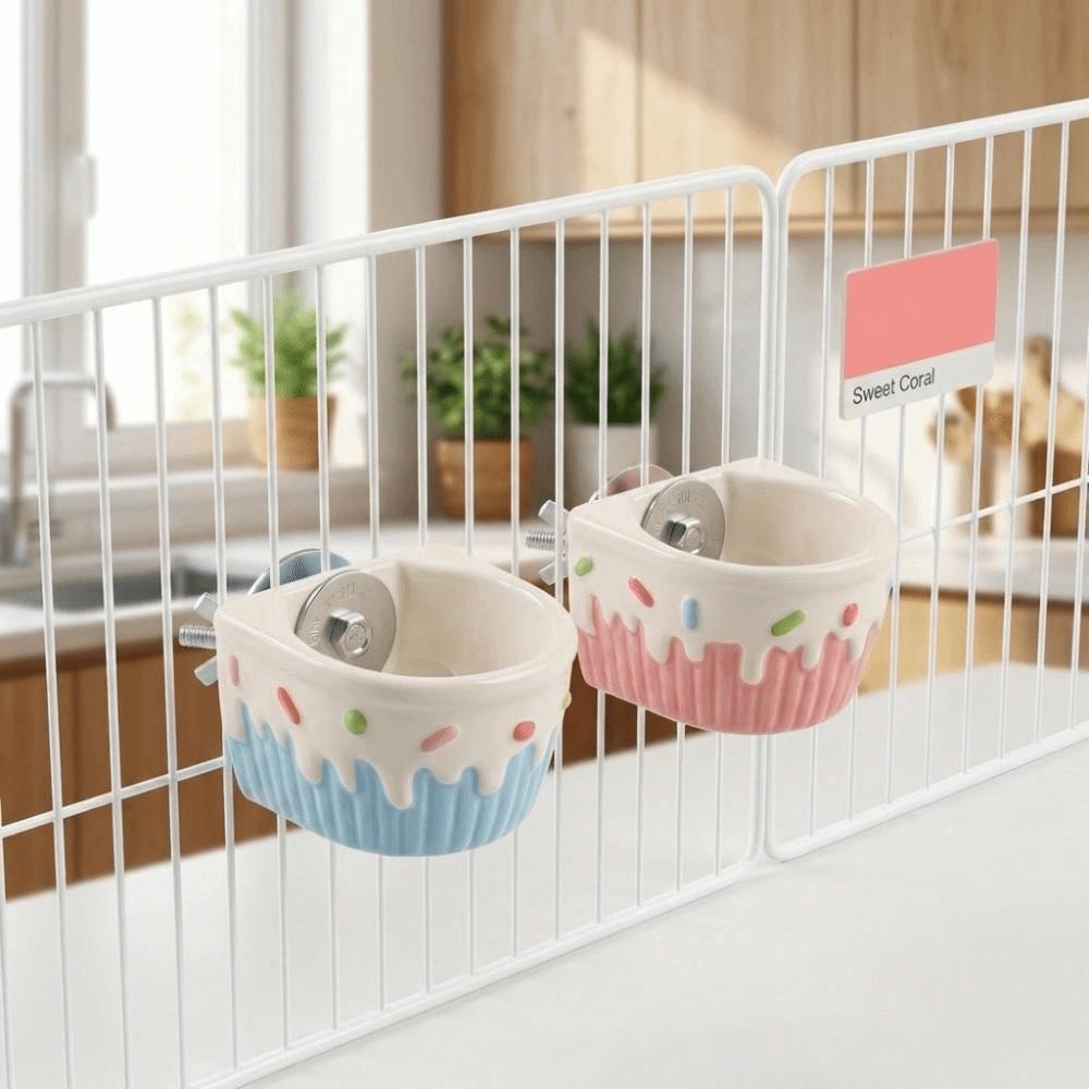 Mini Hanging Ceramic Hamster Food Bowl Large Capacity Easy To Clean Automatic Feeder Durable Fixed Bowl Small Pets Feeding Bowl