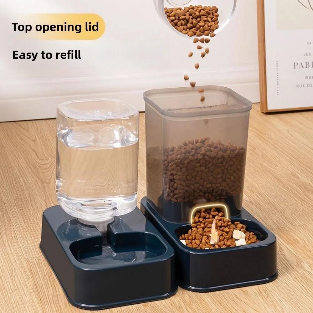 1.2L/1.5L Pet Automatic Feeder Plastic Large Capacity Cat Dog Water Dispenser Feeder Set 3 Colors 2 Styles