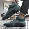 Men's Ankle High Leather Driving Shoes Bold Color Block Comfy Stylish Flat Shoes Ankle Suppor Two Tone High Top Casual Sneakers