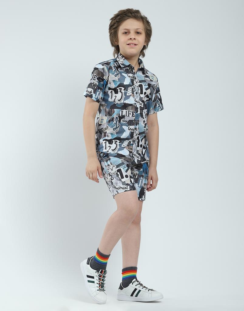 Monte Carlo Boys Regular Fit Printed Half Sleeve Bermuda Set