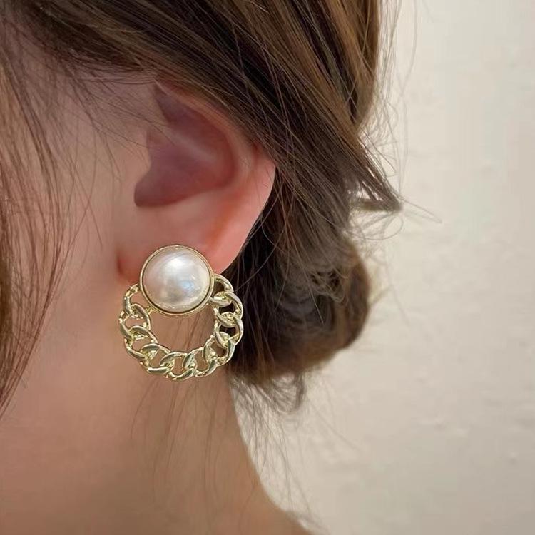 Silver Needle Pearl Flower Tassel Earrings - Women's Trendy All-Match Jewelry
