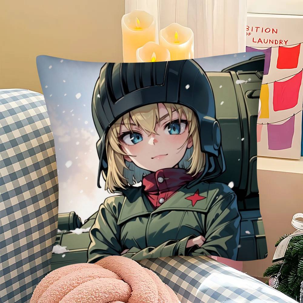 1pc Anime Girls Und Panzer Der Film Pillow Case Fashion Square Pillowcase Bedroom Sofa Room Ins Decoration Leisure