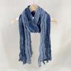 Spring and Autumn Forest-style Literary Scarf for Women with Versatile Pleated Solid Color Cashew Flower Splicing Thin Wrinkled Cotton Linen Scarf