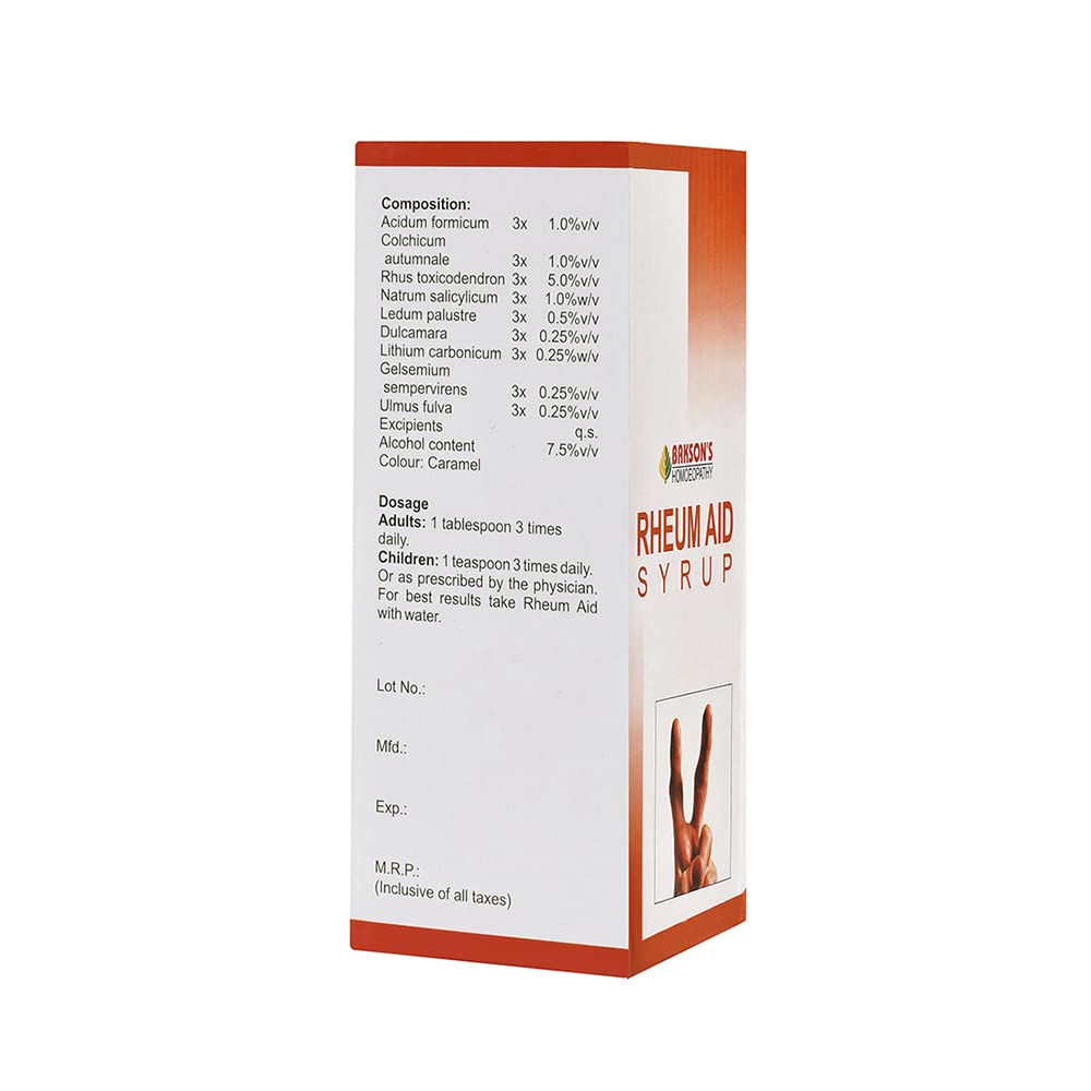 Dr. Bakshi's Bakson's Homoeopathy Rheum Aid Syrup Musculoskeletal Comfort Daily Wellness Tonic 450 Ml Support Formula