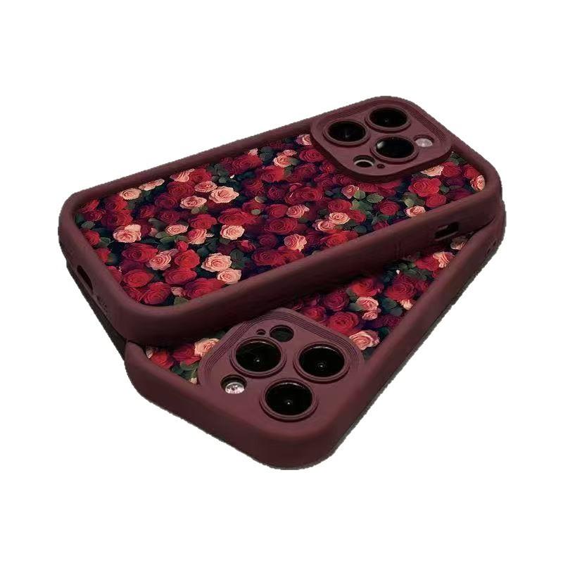 Full Screen Red Rose for Iphone17pro Mobile Phone Case 16 Apple 15/14 Japan and Korea 13promax New 12