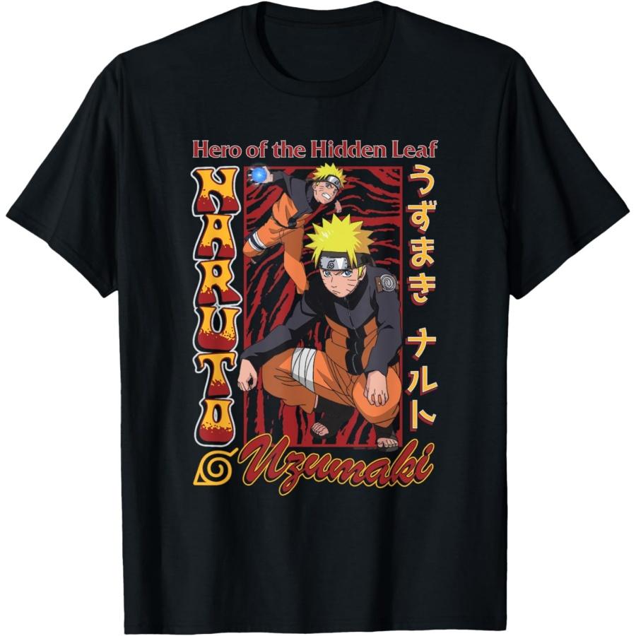 Naruto Shippuden Red and Gold Retro Naruto Anime T-Shirt(1) S