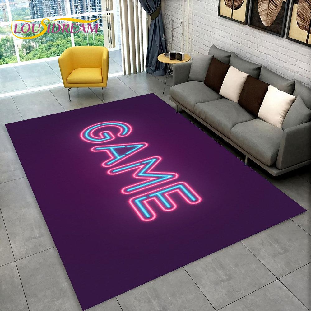 3D Cartoon Gamer Game Over Area Rug,Carpet Rug for Living Room Bedroom Sofa Playroom Doormat Decor,Kids Play Non-slip Floor Mat