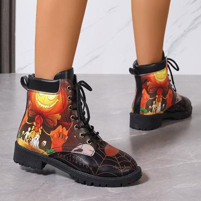 Modne damskie buty z nadrukiem na Halloween 2024 Nowy europejski i amerykański styl Design Odzież robocza Plus Size Wysokie damskie buty Trampki