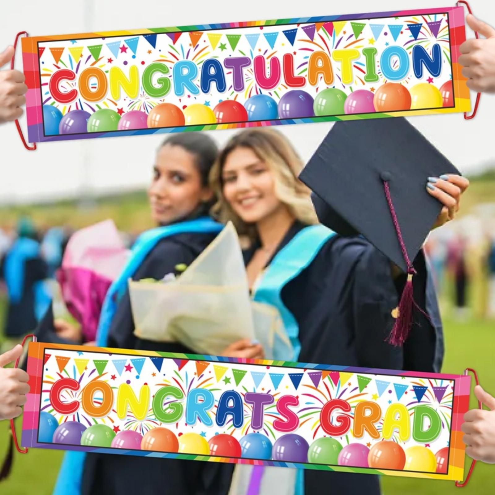 Graduation Handheld Banner Set Party Decoration Photo Prop Graduation Season Celebration Handheld Banner for Graduation Party Decoration One Size красный