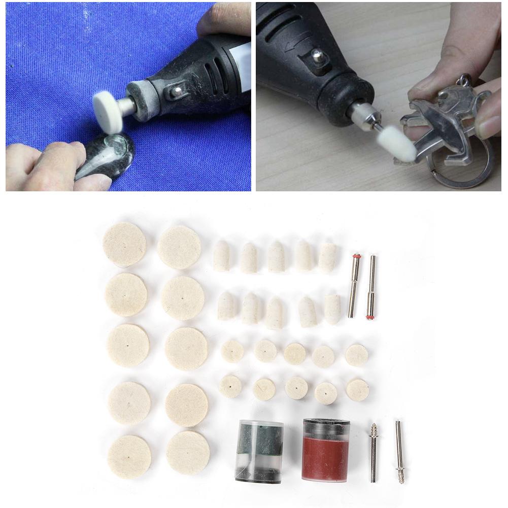 36PCS Wool Felt Grinding Buffing Wheels Pads Kit Wool Polishing Accessories