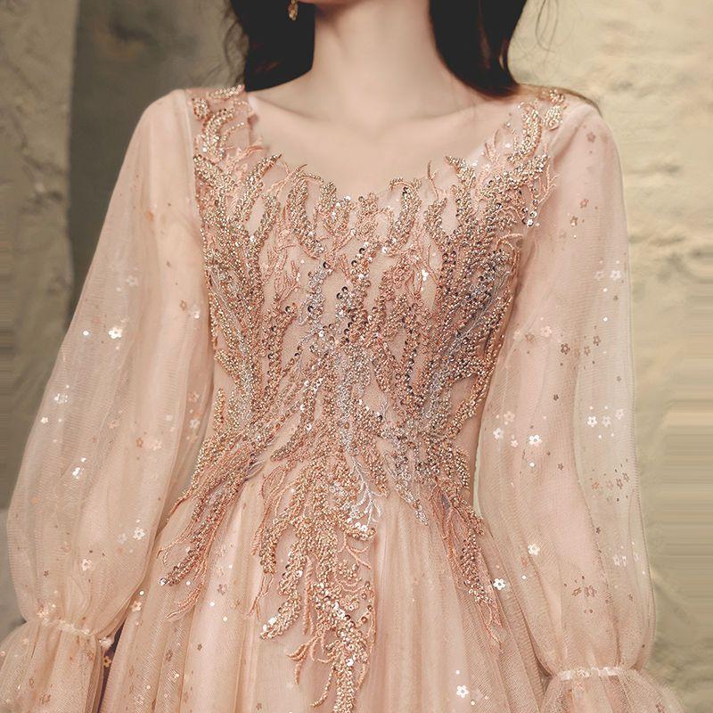 Fairy Dress 1011 New Summer Host Dignified Atmospheric Dress Long Sleeve V-Neck Banquet Evening Dress