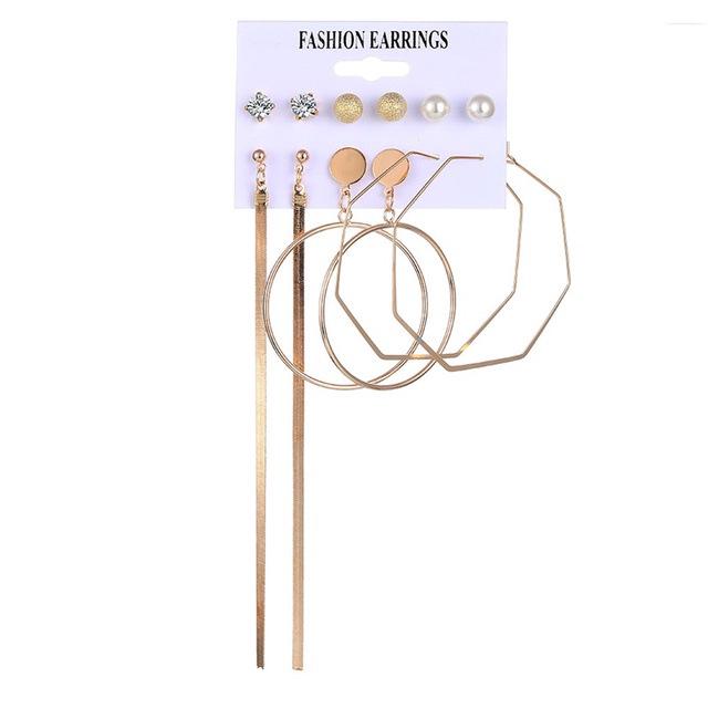 Leopard Print Leaf Tassel Earrings Set: Simple Card Packaging, Stud & Hollow Geometric Design for Women