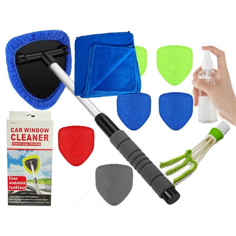 Extendable Windshield Cleaner With Rotating Head And 6 Microfiber Pad For Most Vehicle Type