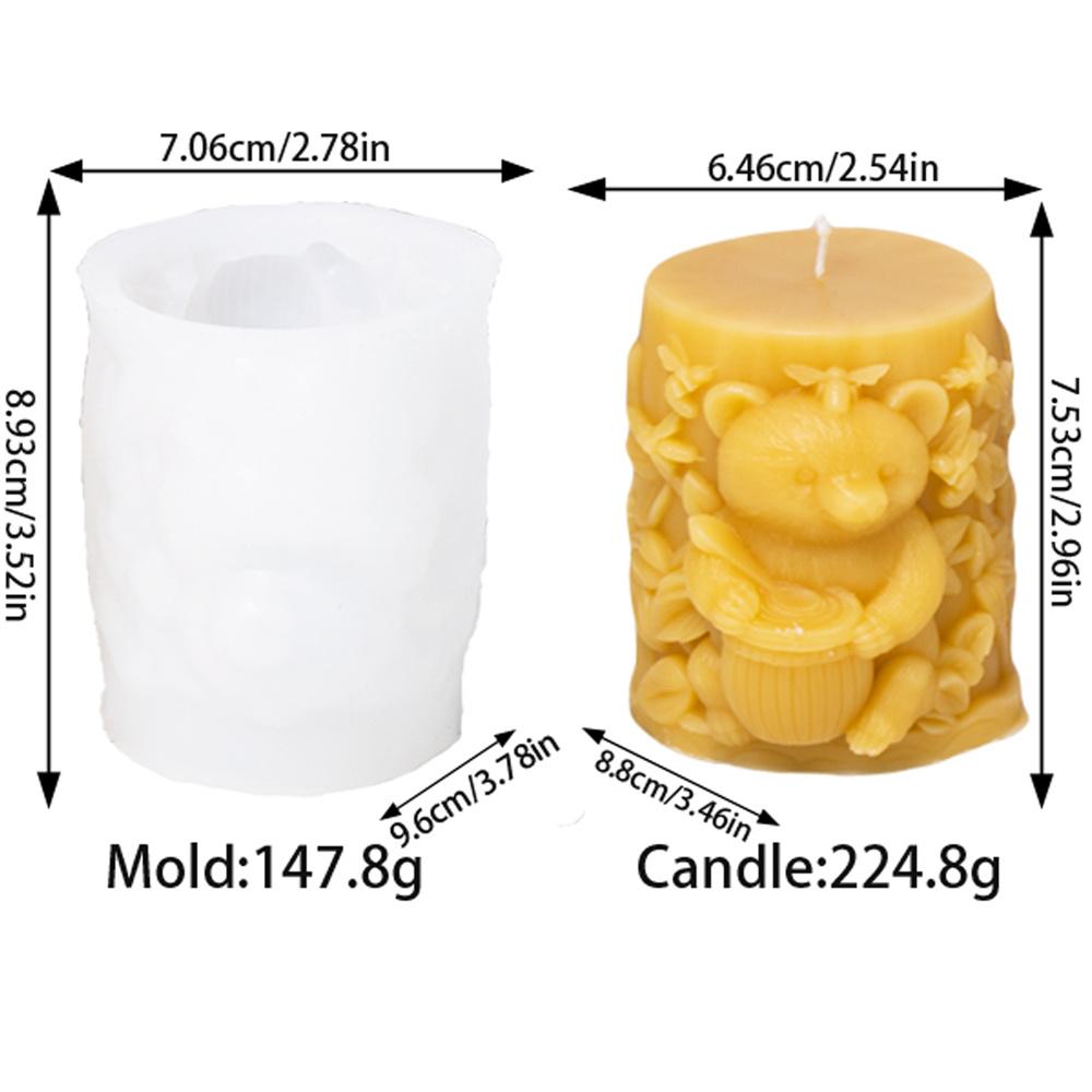 

Animal Bear Cylinder Candle Candle Silicone Mold DIY Embossed Honey Jar Bear Aromatherapy Plaster Soap Home Decoration Mould