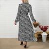 Abiti casual da donna primavera autunno, a blocchi di colore, a maniche lunghe, con scollo a V e vita alta