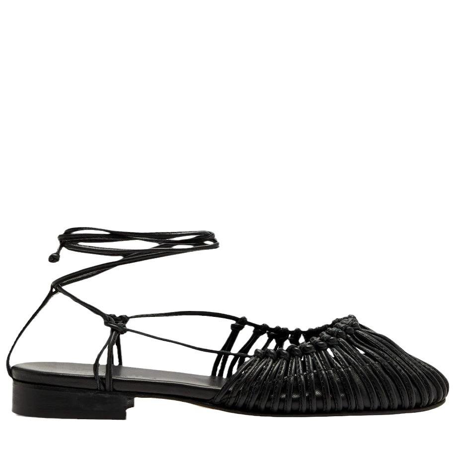 Sheepskin version~ niche hand-woven retro bag head sandals women's summer flat bottom anklet straps genuine leather Roman women's shoes