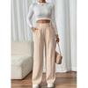 Pantaloni Eleganti da Donna a Vita Alta con Gamba Larga Comodi Casual o da Ufficio, Pantaloni dalla Vestibilità Rilassata
