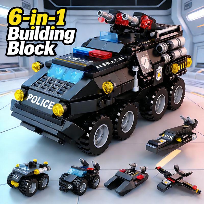 6in1 SWAT Vehicle Building Block Car Building Blocks Armored Vehicle Building Blocks Boys Toy Children Christmas Birthday Gift