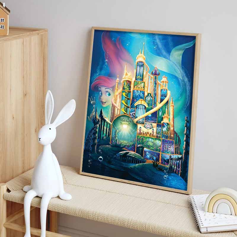 Disney Diamond Painting The Little Mermaid Atlantis Castle Cross Sectional Artwork 5D Diamond Painting Art Embroidery Cross-Stitch Room Decoration