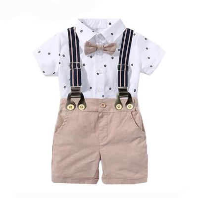 2025 Summer Baby Boy Gentleman Formal Suit Printed Romper Onesie