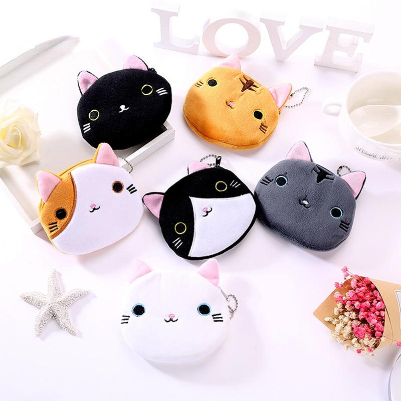 Cartoon Kids Girls Coin Purse Cute Cat Plush Wallet Women Girls Change Purse Bag Mini Money Coin Key Wallets Pouch Children Gift