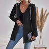 Spring/Autumn Women's Casual Loose Solid Color Ripple Patchwork Zippered Hoodie Jacket for Women