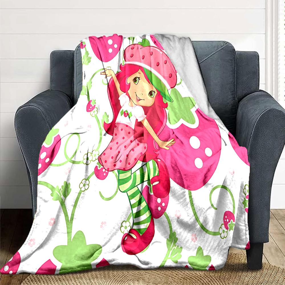 1Pc Strawberry Shortcake Party Blanket For Couch Bed Plush Cozy Fuzzy Blanket Super Soft Warm Blankets For Fall And Winter 0918252
