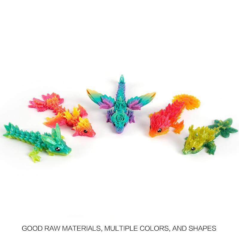 3D Printed Dragon Toys Colorful 3D Flexible Articulated Dragon Toy for Home Desk Decoration Stress Relief Toy for Kids & Adult