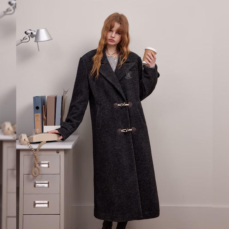 unifree Faux Two-Piece Wool Coat with Knitted Hood