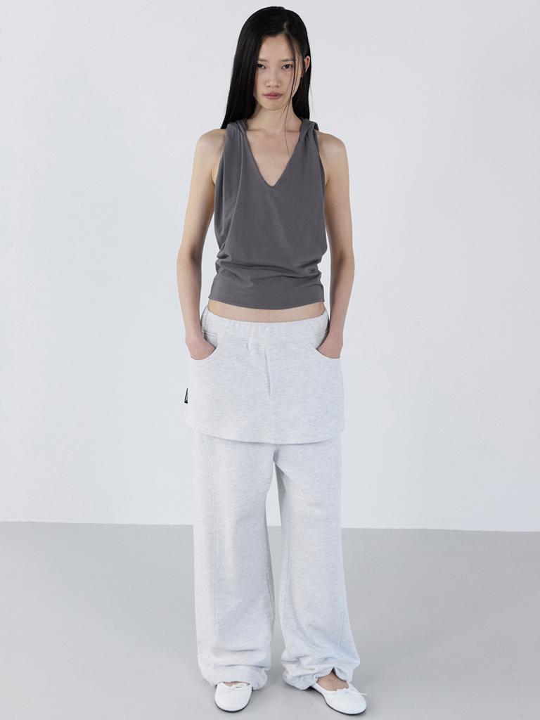 Seric Skirt Layered Sweatpants _ Melange Gray