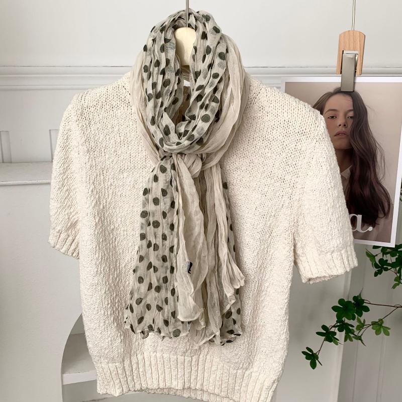 Cotton Wrinkle Linen Women Scarf Twisted Scarf Female Headscarf Korean Versatile Trend Pleated Shawl Scarf