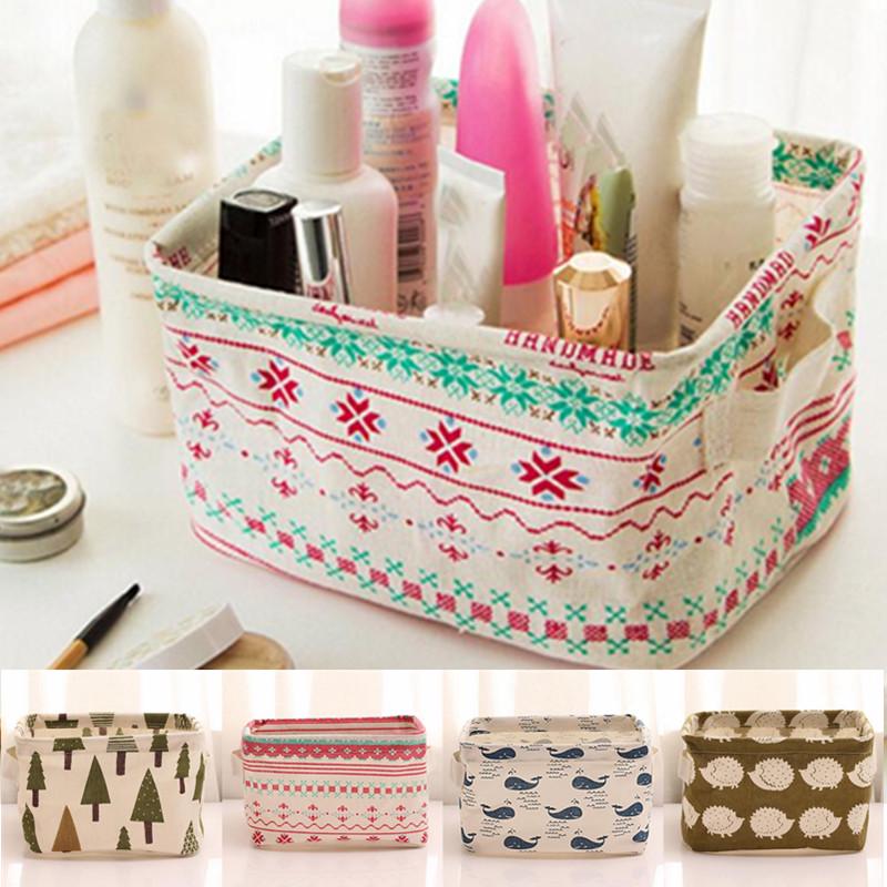 Buy Cotton Office Desktop Makeup Organizer Storage Box at affordable