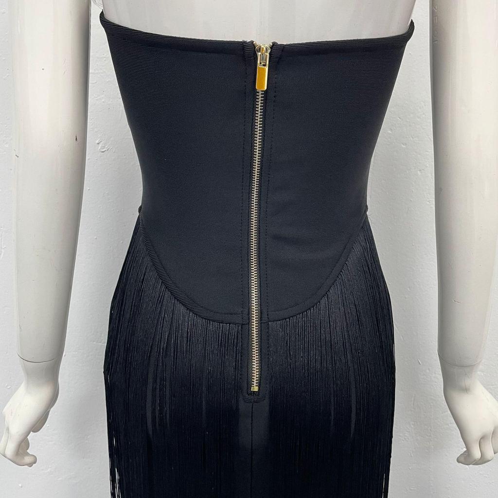 European & American Tassel Halterneck Bodycon Bandage Dress