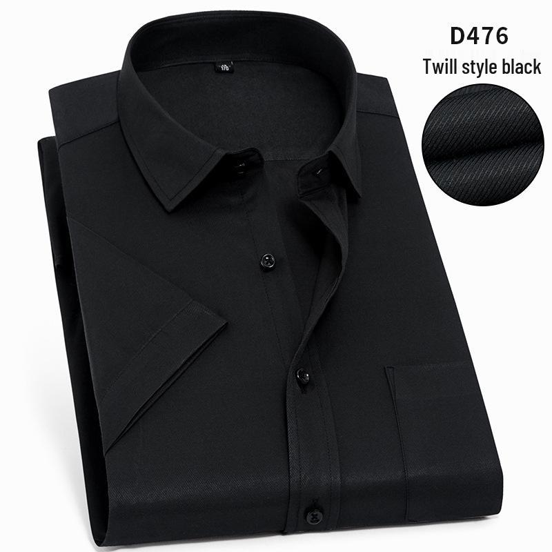 Men's Short Sleeve White Twill Dress Shirt - 40% Cotton Professional Wear