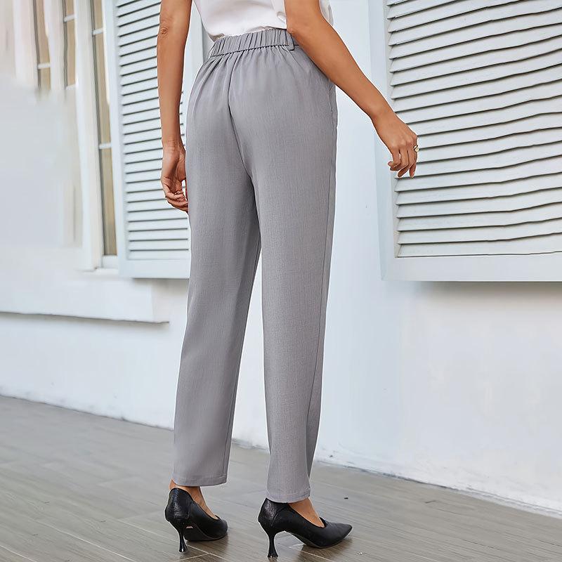 Ladies Summer Casual Stretch Solid Colour Suit Pants