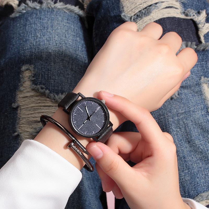 Korean Style Unisex Stone Texture Leather Belt Quartz Watch
