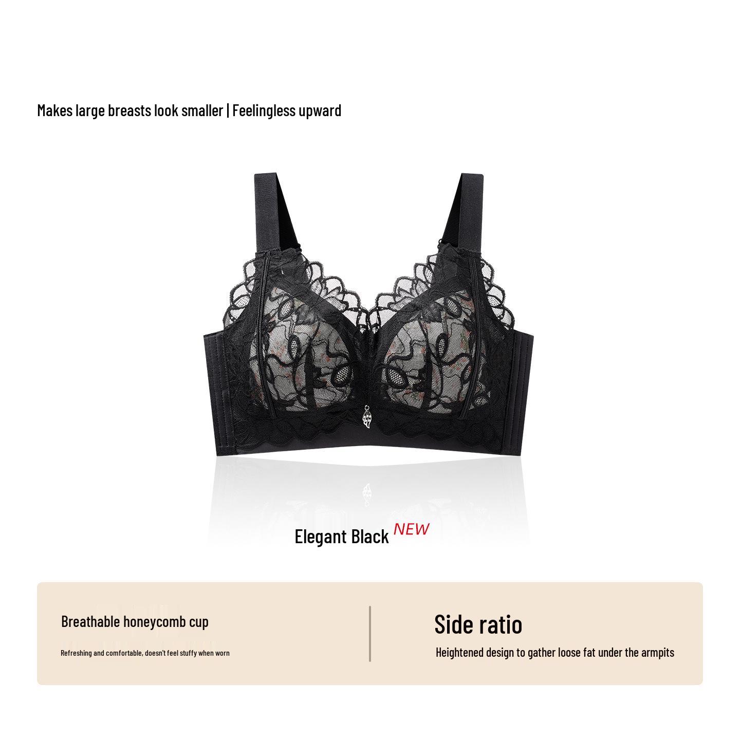 Ultra-thin Lace Bra for Large Busts - Minimizing, Breathable, Comfortable, Anti-Sagging, Side Support, Plus Size for Curvy Women. 38/85BCD