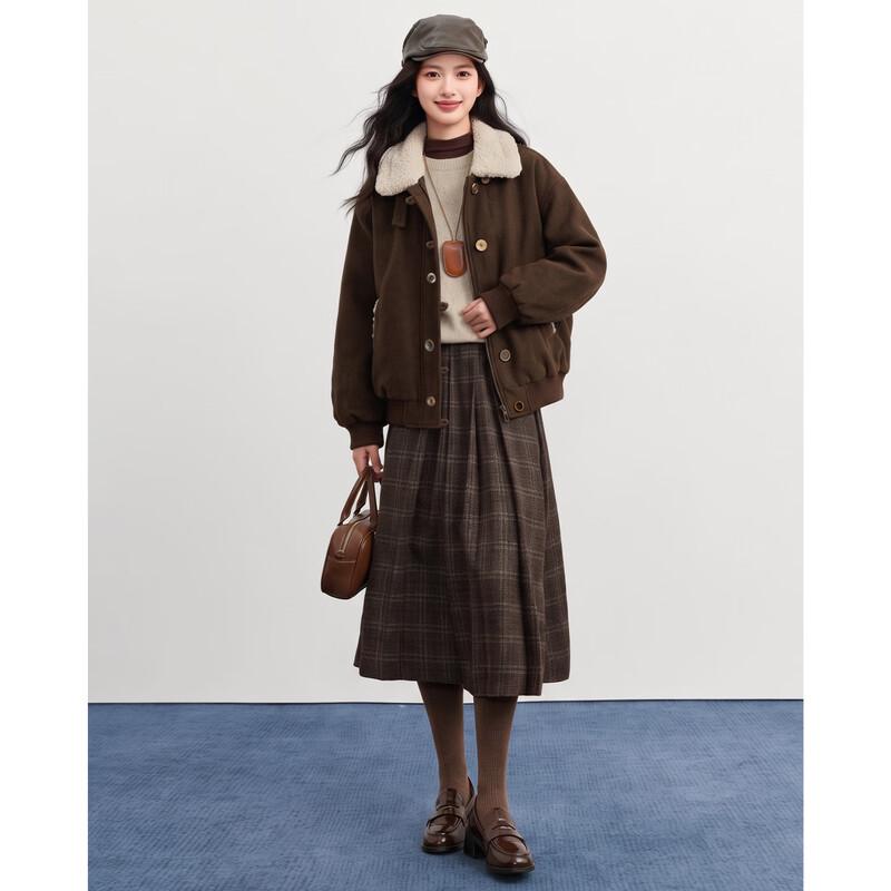 Shangjing Women's Wool-Blend Vintage Quilted Jacket