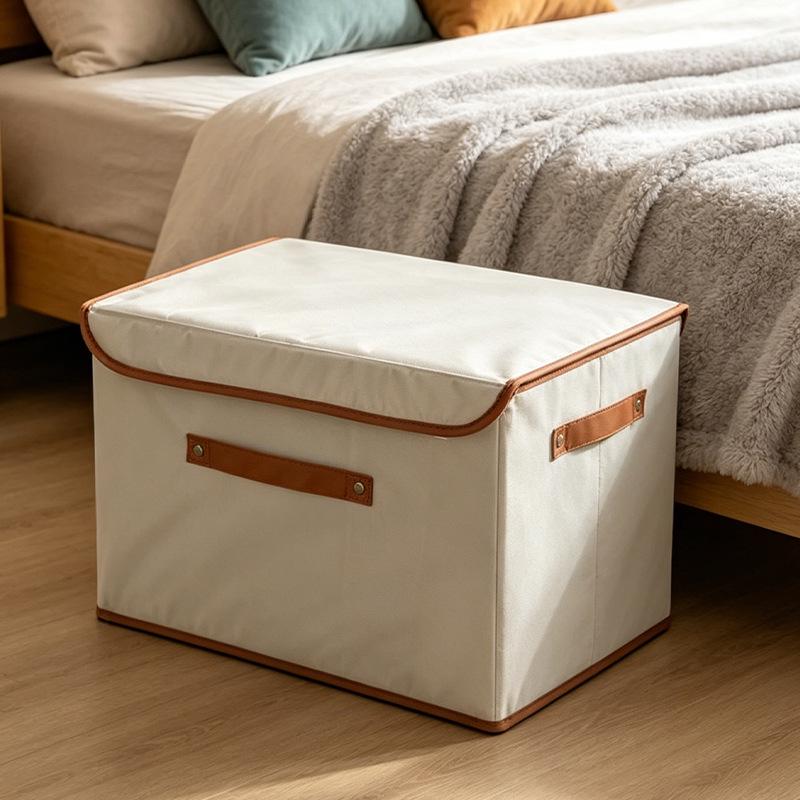Fabric Storage Box with Lid, Sturdy Three-Dimensional Design, Ideal for Closet Organization and Home Storage.