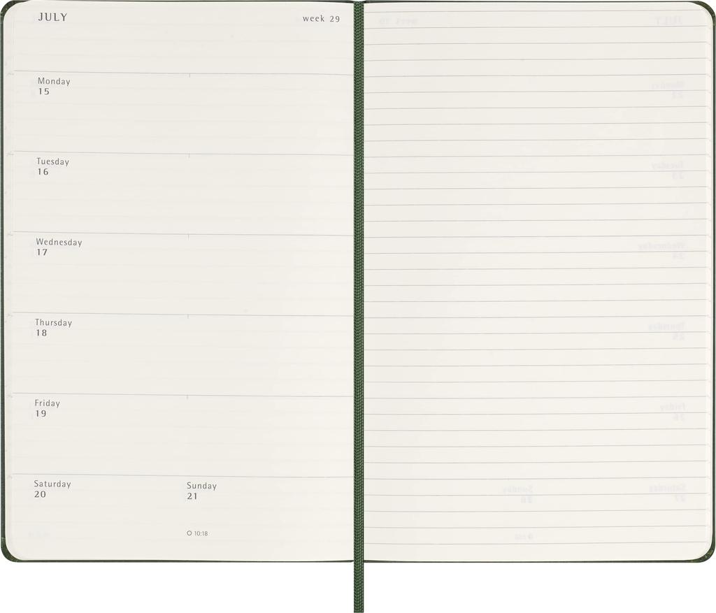 Moleskine 2024 Weekly Planner, 12M, Large, Myrtle Green, Hard Cover (5 X 8.25)