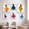 Mulher negra dançando pôster abstrato aquarela tela arte de parede pinturas decorativas impressões imagem sala de estar decoração nórdica